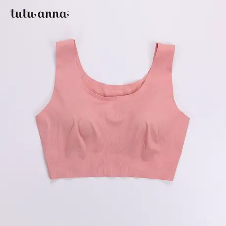 tutuanna内衣女 春夏新品简约纯色无痕背心式运动文胸美背无钢圈商品大图