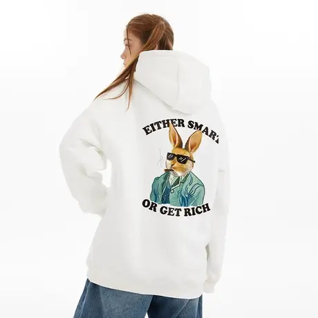 Nuthink欧美潮流vibe风兔子连帽卫衣男冬季潮牌ins加绒加厚大码潮商品大图