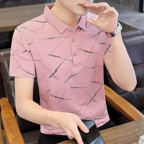 夏季纯棉男士短袖t恤翻领polo衫潮流男装韩版体恤打底衫新款衣服商品大图