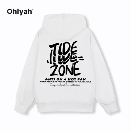 Ohlyah基础标语涂鸦休闲涂鸦印花开衫连帽卫衣男女款潮牌拉链外套商品大图