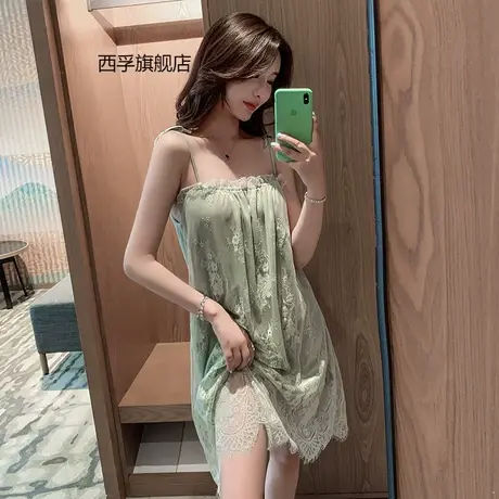 性感吊带睡裙女夏季情趣大码200斤胖MM少女蕾丝花边纯欲孕妇睡衣商品大图