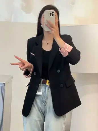 国风新中式西装外套女2024春季新款宽松气质西服休闲百搭时尚上衣图片