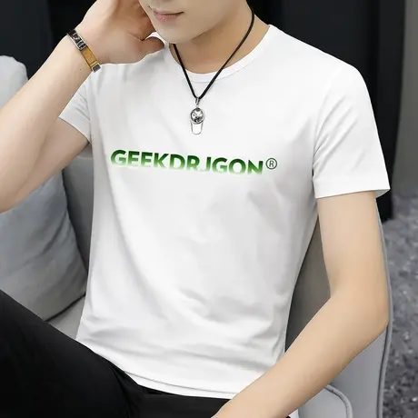 莫代尔短袖t恤男士夏季冰丝凉感半袖透气速干上衣服体恤潮流百搭商品大图