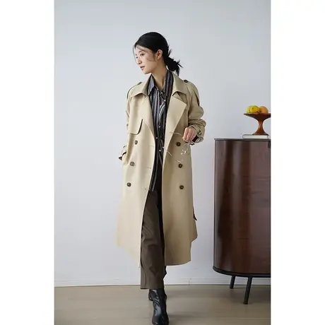 嘉茱莉2023秋季新款小个子风衣外套女中长款宽松上衣法式赫本风商品大图