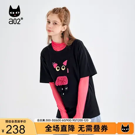 【趣玩】a02设计感T恤女2023夏季新品潮流百搭宽松立体玩偶短袖女商品大图