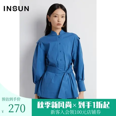 恩裳春秋季时尚本布包扣设计舒适轻盈棉质衬衫上衣商品大图