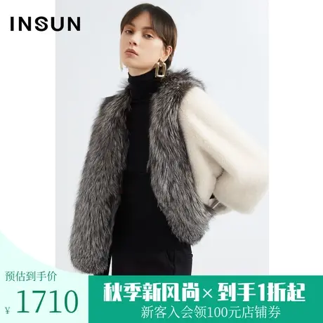 恩裳2022冬季狐狸毛领时尚小蝙蝠廓形斗篷式环保皮草商品大图