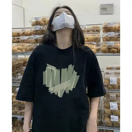 重磅纯棉短袖t恤女美式复古oversize小众设计感chic港味上衣春夏商品大图