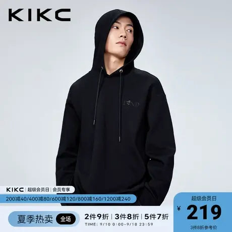 kikc卫衣男2023春夏新款商场同款花卉贴布绣宽松潮流长袖连帽卫衣图片