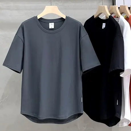 男士短袖T恤夏季薄款白色体恤打底衫男内搭男装上衣服2023新款商品大图