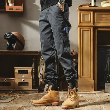 2022冬季新款时尚潮男工装休闲裤个性拼接设计感十足潮流百搭束脚商品大图