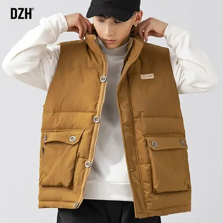 男士立领马甲冬季男加绒加厚棉服马夹背心外穿工装棉衣外套ins潮商品大图