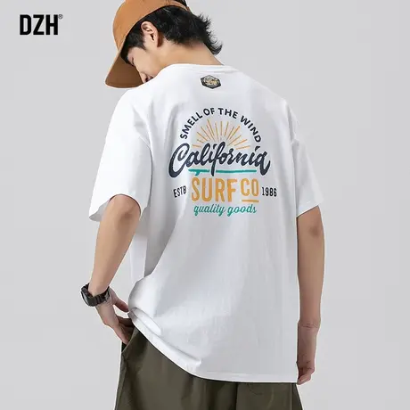 男士白色t恤夏季纯棉美式短袖男潮牌潮流情侣装夏装衣服男款半袖商品大图