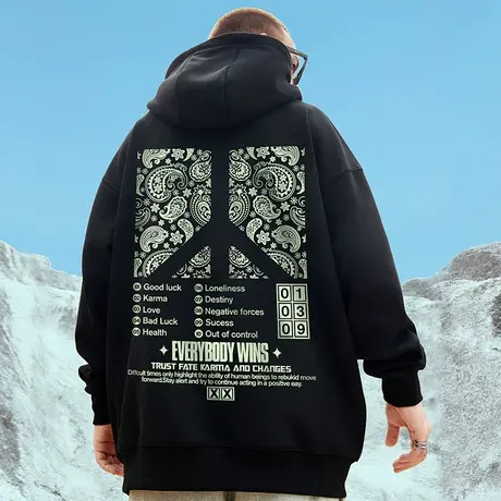 2023新款反战oversize连帽卫衣男潮牌ins潮流大码加绒秋冬季外套图片