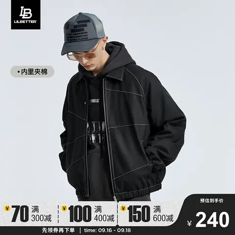 Lilbetter棉服男款2023冬季潮牌新款夹克外套棉衣PU皮教练夹克LB商品大图