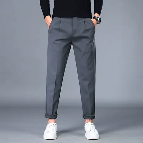 秋冬毛呢直筒裤潮流百搭哈伦裤商务西裤休闲裤男长裤子修身男裤商品大图