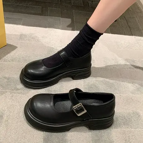 玛丽珍鞋女夏季2023年新款防滑粗跟英伦风单鞋法式时尚通勤小皮鞋图片