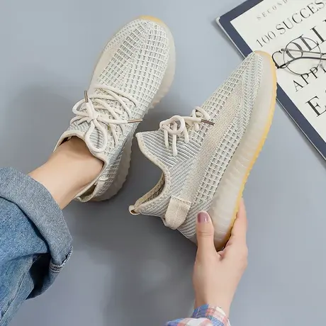 椰子鞋运动休闲鞋2021夏季薄款女鞋飞织透气百搭网鞋平底防滑潮鞋商品大图