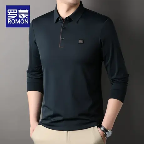 罗蒙长袖t恤男士春秋季新款休闲商务冰丝无痕Polo衫翻领上衣服男图片