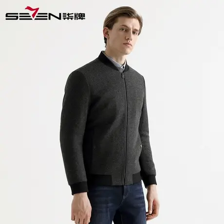 柒牌清仓男装2020秋冬商务休闲男士棒球领茄克保暖毛呢青年夹克衫图片