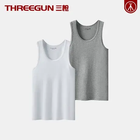 【二件装】三枪男士背心青年运动打底汗衫精梳棉无袖白色薄款夏季商品大图