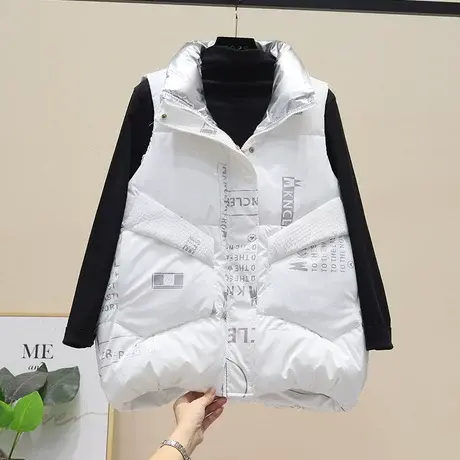 羽绒棉马甲女2023新款爆款短款网红同款亮面免洗羽绒棉坎肩马夹潮图片