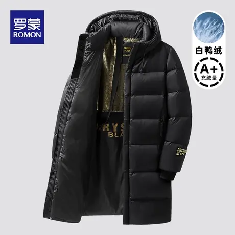 罗蒙羽绒服男款2023年冬季新款中长款面包服连帽休闲黑金保暖外套图片