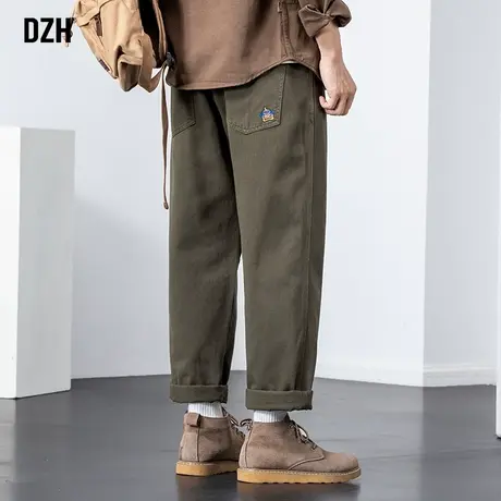 男士军绿色工装裤男裤子男款冬季男裤阔腿裤加绒休闲裤长裤直筒裤商品大图