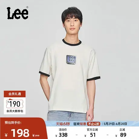 Lee25春夏新品舒适版撞色圆领米白色男短袖T恤休闲LMT009830204商品大图