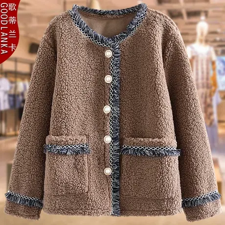 40-50岁中年妈妈秋冬颗粒绒短外套加大码宽松洋气羊羔绒夹克外套商品大图