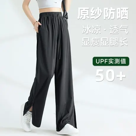 NOB真维斯冰丝阔腿裤女夏薄款2025新款小个子防晒垂感直筒休闲裤商品大图