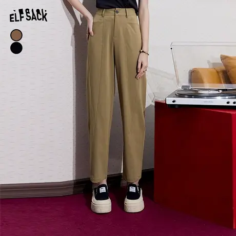 妖精的口袋宽松直筒西装裤女2023秋季新款宽松显瘦休闲裤哈伦裤潮图片