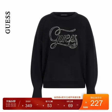 GUESS女士纯色设计钉珠logo套头毛衣-W4BR07Z26I2商品大图