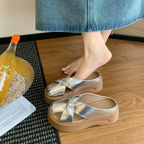厚底包头半拖鞋女2025夏季新款时尚外穿懒人拖鞋气质法式百搭凉鞋商品大图