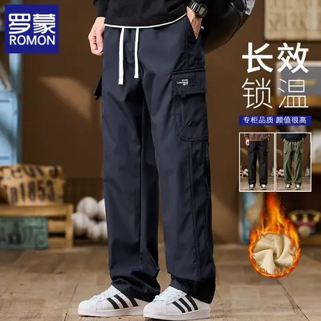 罗蒙美式工装裤男秋冬季加绒冲锋裤潮牌2025新款宽松直筒休闲长裤商品大图