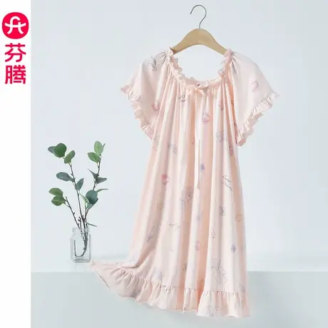 芬腾睡衣裙子女纯棉夏季短款公主风可爱性感小个子连衣裙2024新款商品大图