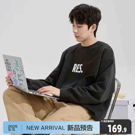 唐狮2025秋季新款男士圆领卫衣加绒青少年套头衫无帽美式潮流6.23图片