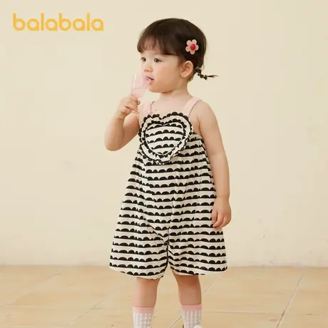 巴拉巴拉婴儿衣服新生儿背带裤女童裤子2024新款夏装甜美可爱轻薄商品大图