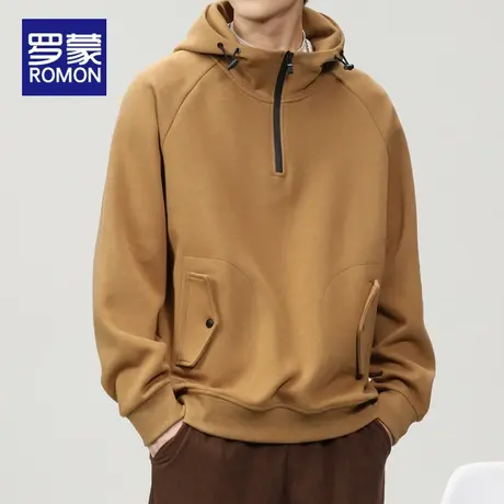 罗蒙美式潮牌连帽卫衣男士秋冬季2025新款宽松休闲大码上衣服男装图片