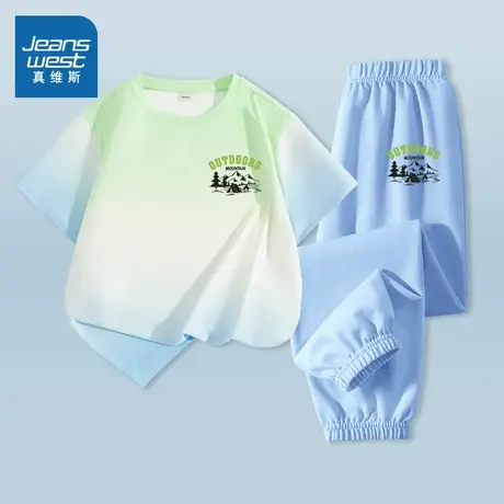 真维斯童装男孩潮帅气时髦套装儿童短袖夏季薄男童夏日多巴胺穿搭商品大图