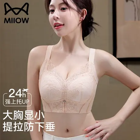 猫人内衣女大胸显小夏季薄款防下垂蕾丝收副乳上托聚拢塑形文胸罩商品大图