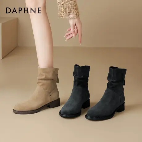 达芙妮短靴女西部新疆旅游堆堆靴磨砂靴子2025新款草原穿搭马丁靴商品大图