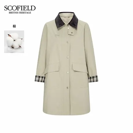 【棉100%】Scofield女装都市休闲工装风衣格纹袖口2025秋季新品商品大图