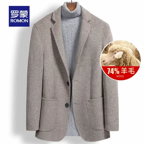 【双面呢】罗蒙男士呢子外套2025秋冬新款西服领羊毛保暖毛呢大衣图片