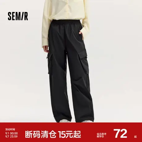 [商场同款]森马休闲裤女吸湿速干阔腿裤2024秋季新款松紧腰工装裤图片