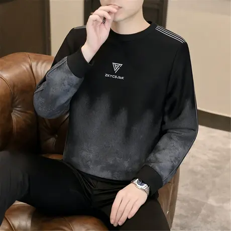 男士长袖t恤卫衣休闲圆领潮流时尚休闲百搭打底体恤衫男装上衣服商品大图