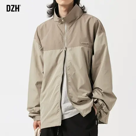 男士立领冲锋衣外套男秋季高级感工装夹克2023新款美式情侣装上衣商品大图