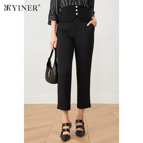 YINER音儿女装2021秋季新款通勤纯色九分裤休闲裤商品大图