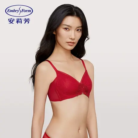 【风巢杯】安莉芳网纱薄款文胸女大胸显小本命年红色内衣EB00765图片