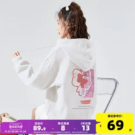[犬系女孩联名]唐狮2021年春秋季新款连帽卫衣女加绒韩版宽松上衣商品大图